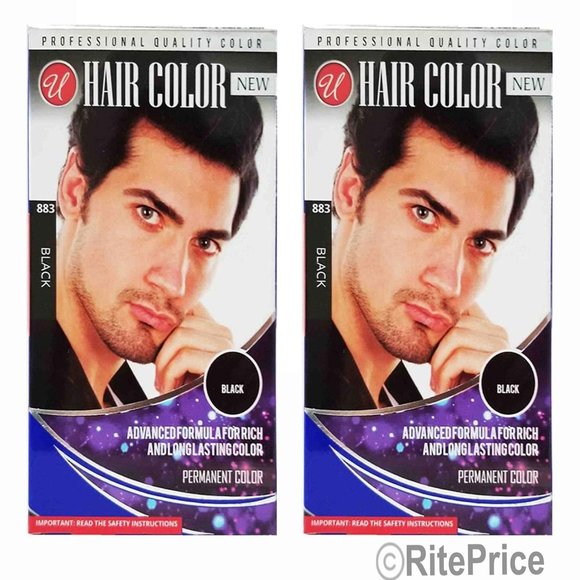 Men's Hair and Beard Black Color Dye Permanent Professional in 5 Minute (2 Pack) - Picture 3 of 7